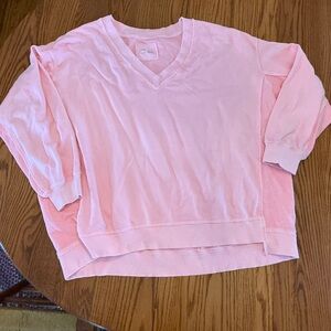 Aerie Oversized Pink V-Neck Sweatshirt XL